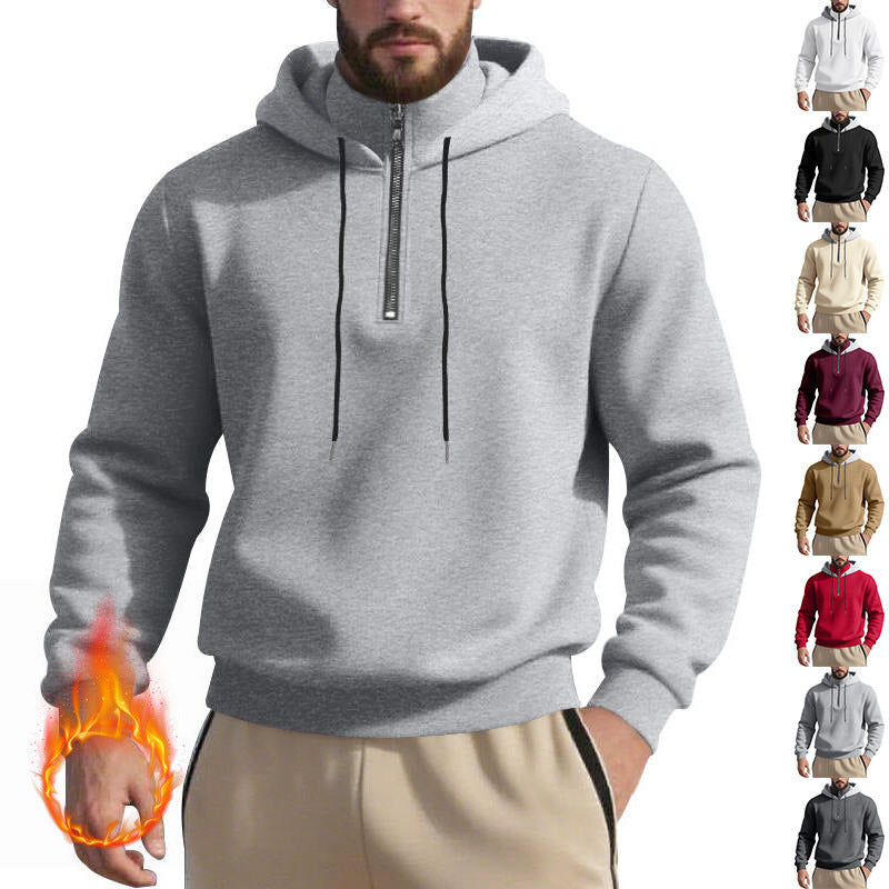 Herren sportlicher Kapuzenpullover mit halbem Reißverschluss und atmungsaktivem Stoff Echoarchiv