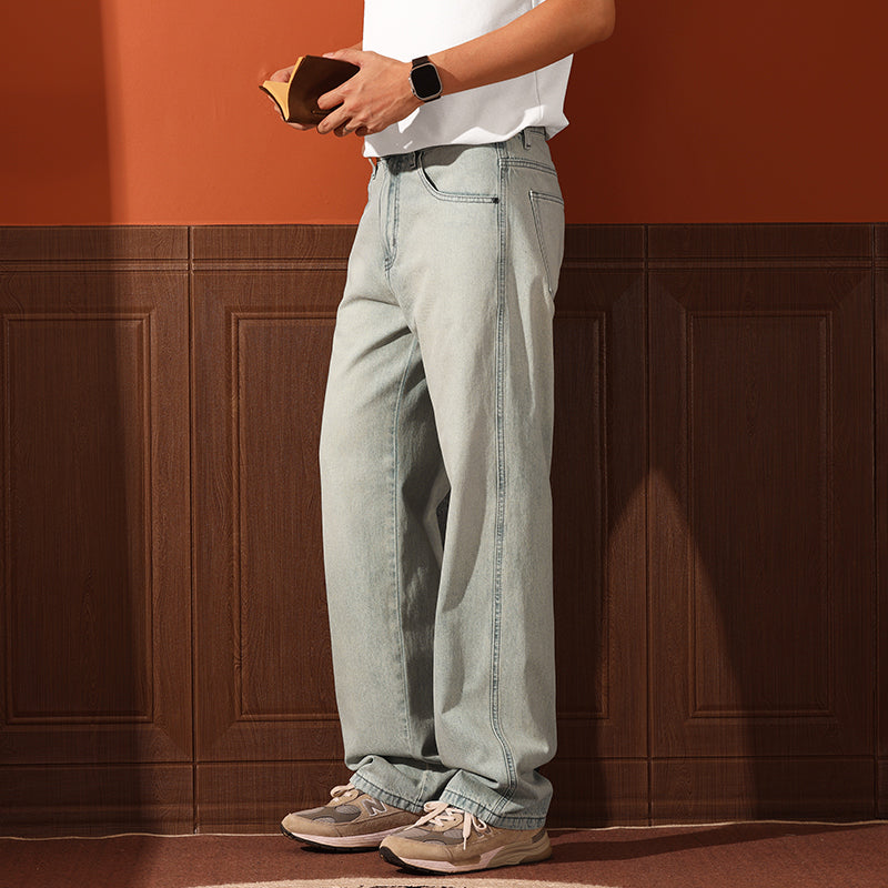 Herren lässige Denim-Hose mit weitem Bein und trendiger Waschung Echoarchiv