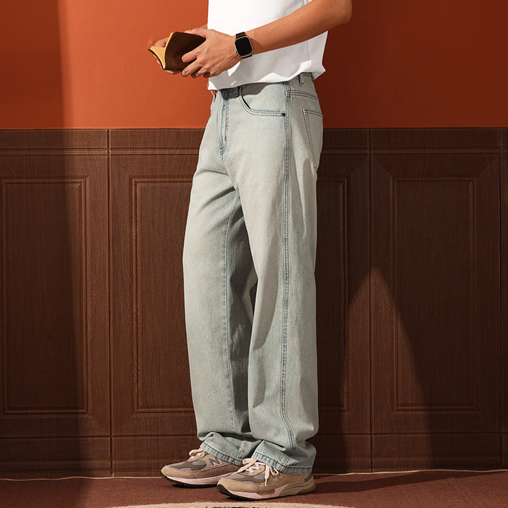 Herren lässige Denim-Hose mit weitem Bein und trendiger Waschung Echoarchiv