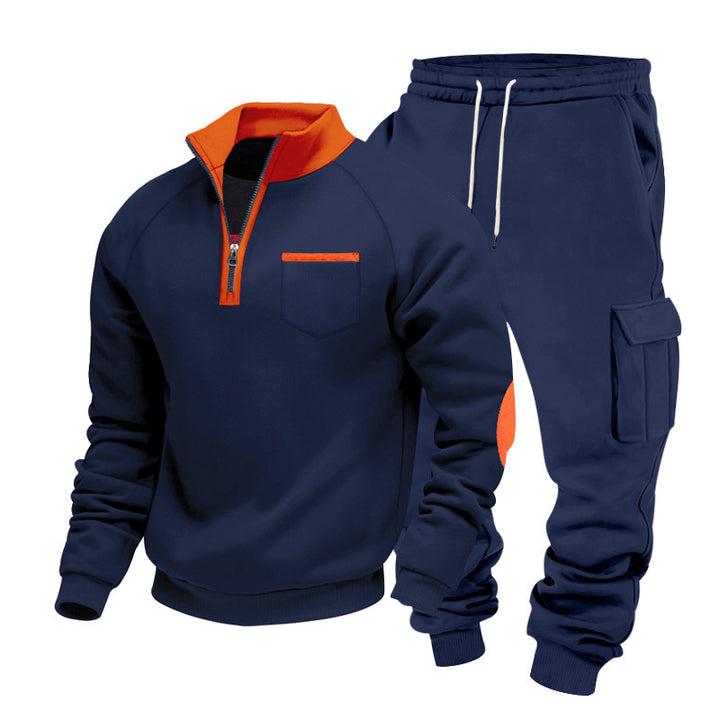 Herren Sportliches Freizeit Set mit Stehkragen und Cargo-Hosen Echoarchiv