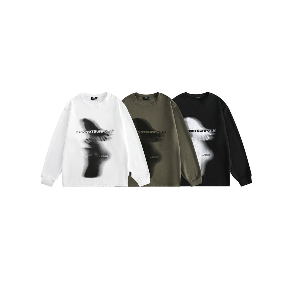 Unisex Oversize-Langarmshirt mit surrealem Photoprint und gerippten Bündchen Echoarchiv
