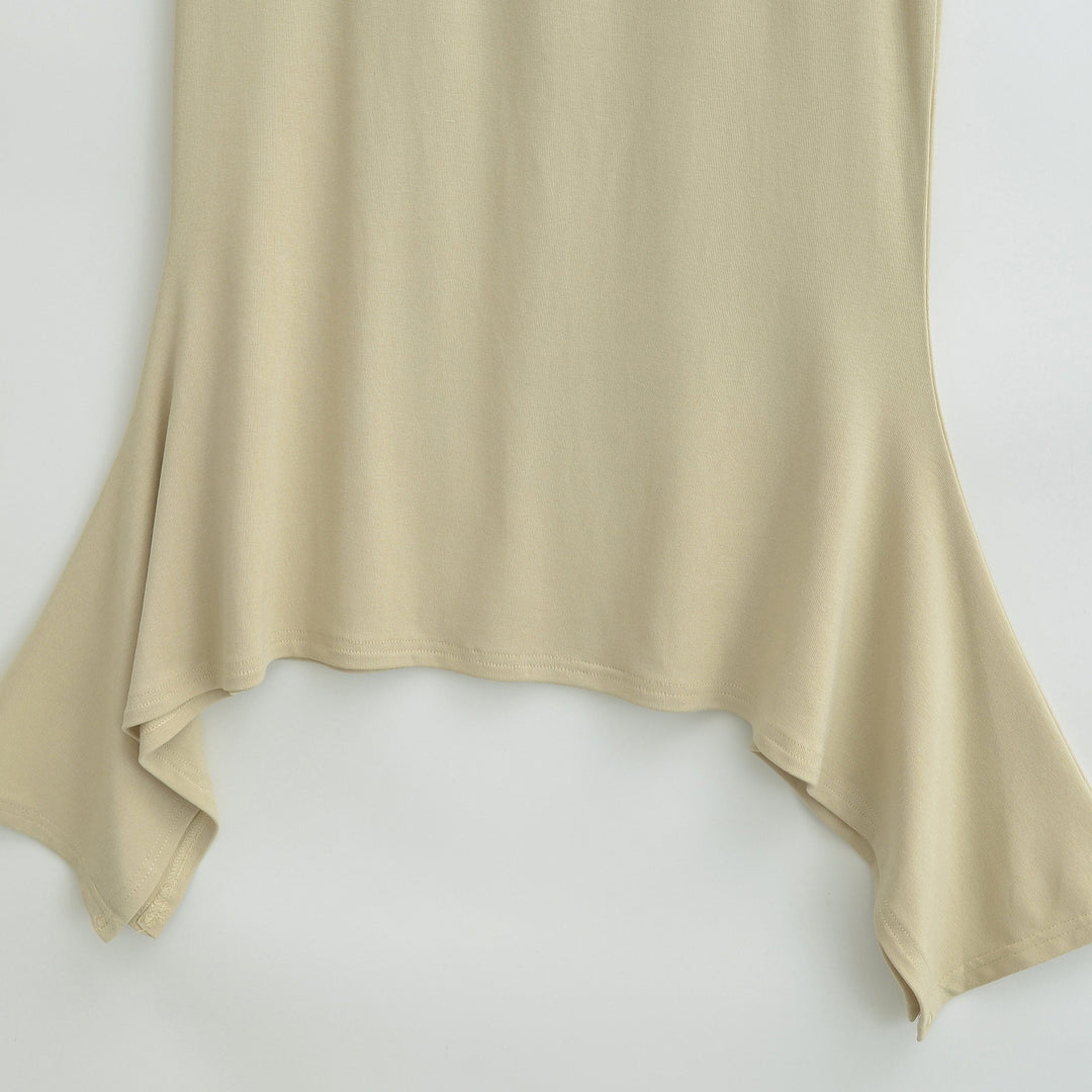 Damen Asymmetrischer Jersey-Midirock mit elastischem Bund und Zipfelsaum Echoarchiv