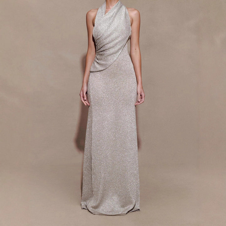Damen Elegantes Maxikleid mit schimmerndem Stoff und raffiniertem Wickeldetail Echo Archiv