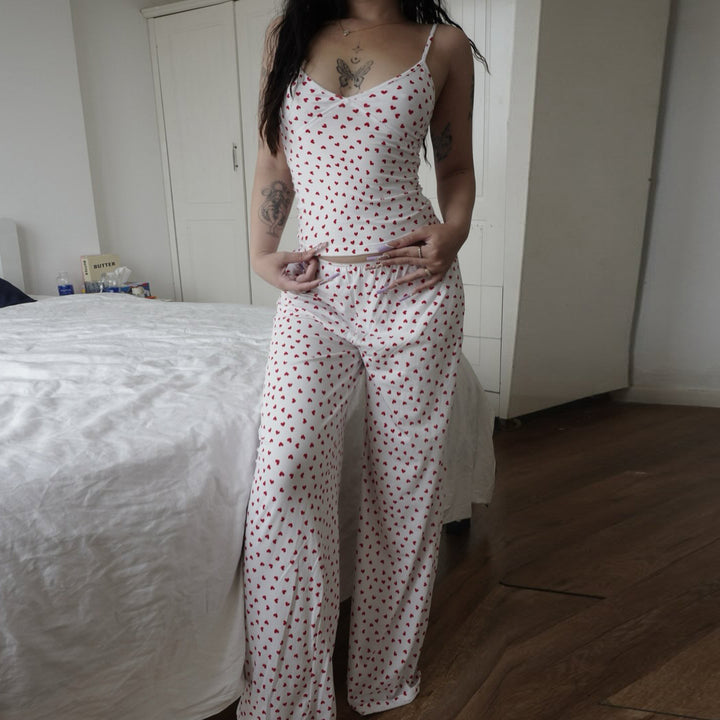 Damen Pyjama-Set mit Herzen und verstellbarem Bund Echo Archiv