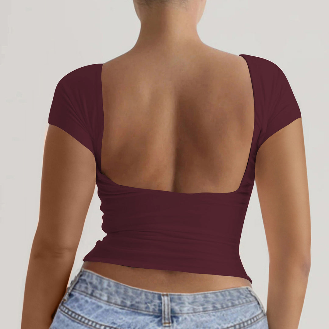 Damen elegantes Off-Shoulder Oberteil mit tiefem Rücken Echo Archiv