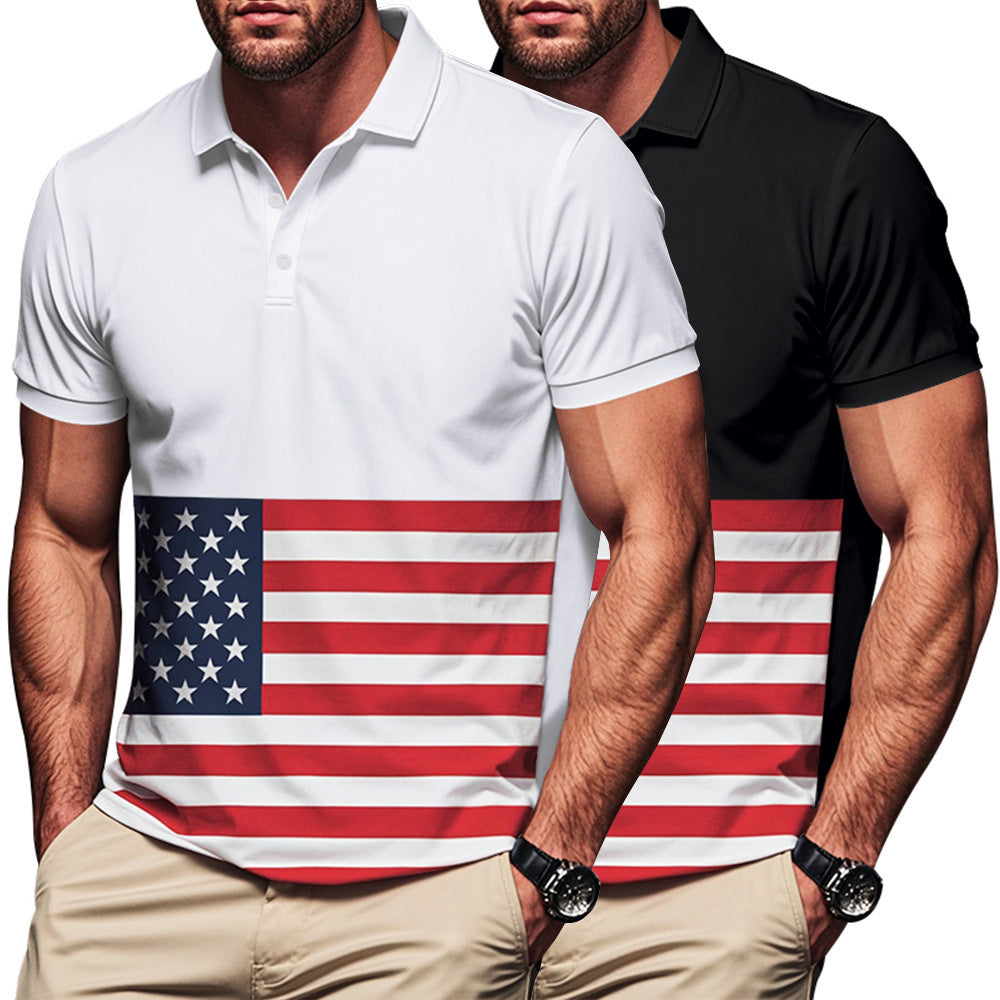 Herren Polo-Shirt mit Flaggenmotiv und klassischem Kragen Echoarchiv