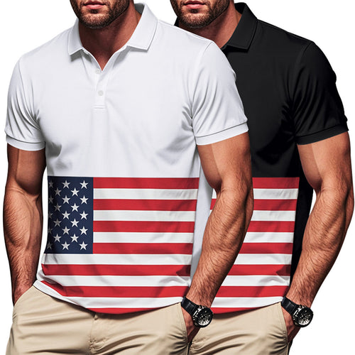 Herren Polo-Shirt mit Flaggenmotiv und klassischem Kragen Echoarchiv