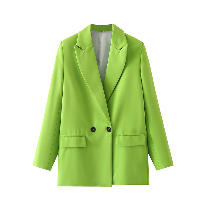 Damen Oversize Doppelreihiger Blazer mit fallendem Revers und weicher Innenfütterung – Valéne