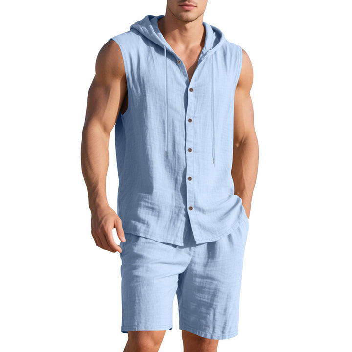 Herren lässiges Kapuzenshirt und Shorts-Set Echoarchiv