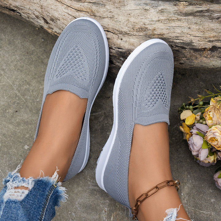 Damen Atmungsaktive Slip-On Freizeitschuhe mit komfortablem Absatz Echoarchiv