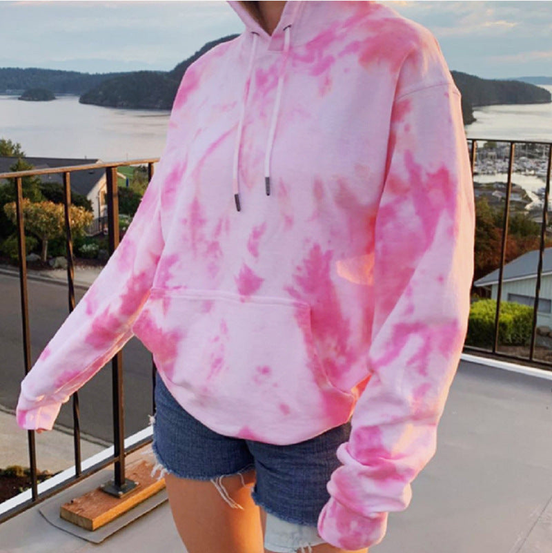Damen Kapuzenpullover aus kuscheligem Material mit Batikdesign – Auréline