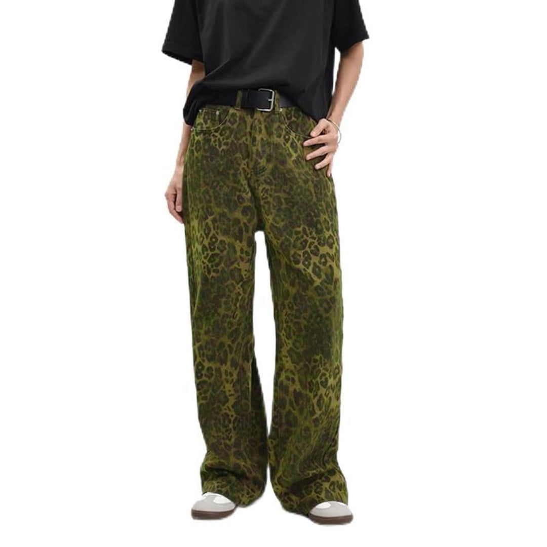 Damen nan weite High‑Waist Palazzohose im Leomuster mit Five‑Pocket‑Schnitt und entspanntem Bein Echo Archiv