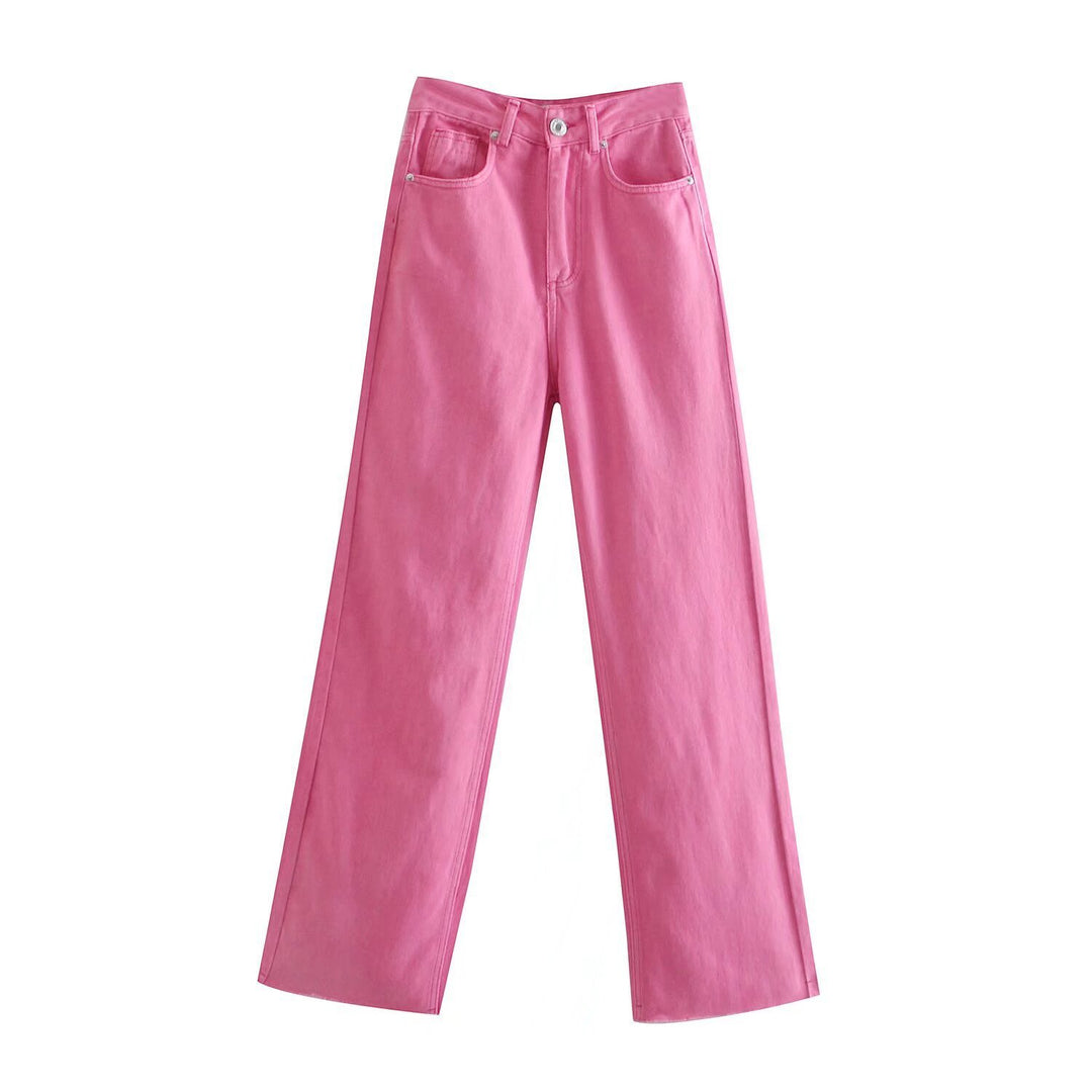 Damen Hochtaillierte weit geschnittene Jeans mit weitem Bein, hoher Taille und rohem Saum Echo Archiv