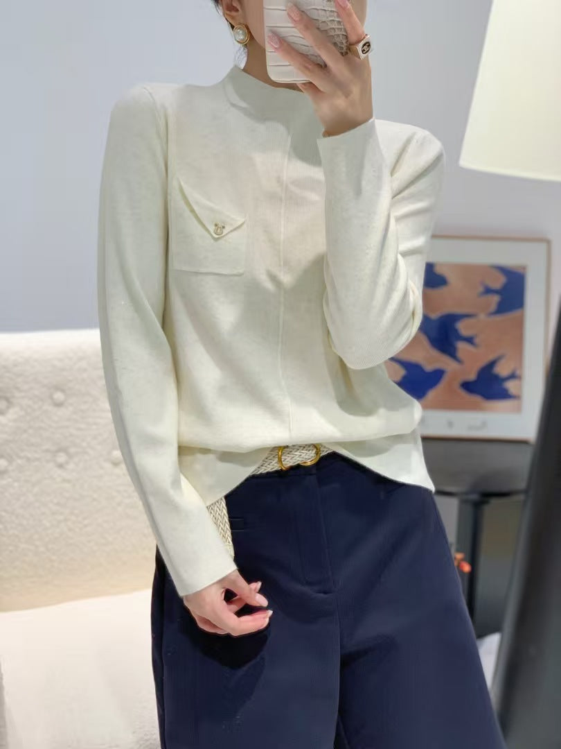Damen Eleganter Pullover mit Stehkragen Echoarchiv