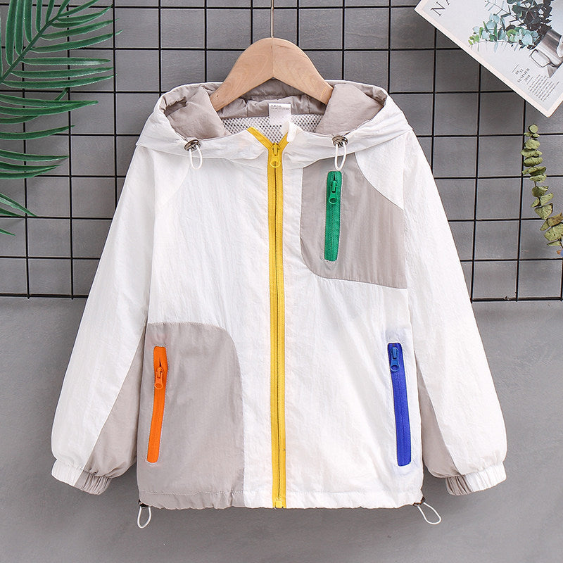 Damen nan leichte Kapuzen-Colorblock-Outdoorjacke mit Mesh-Futter und Mehrfach-Reißverschlusstaschen Echo Archiv