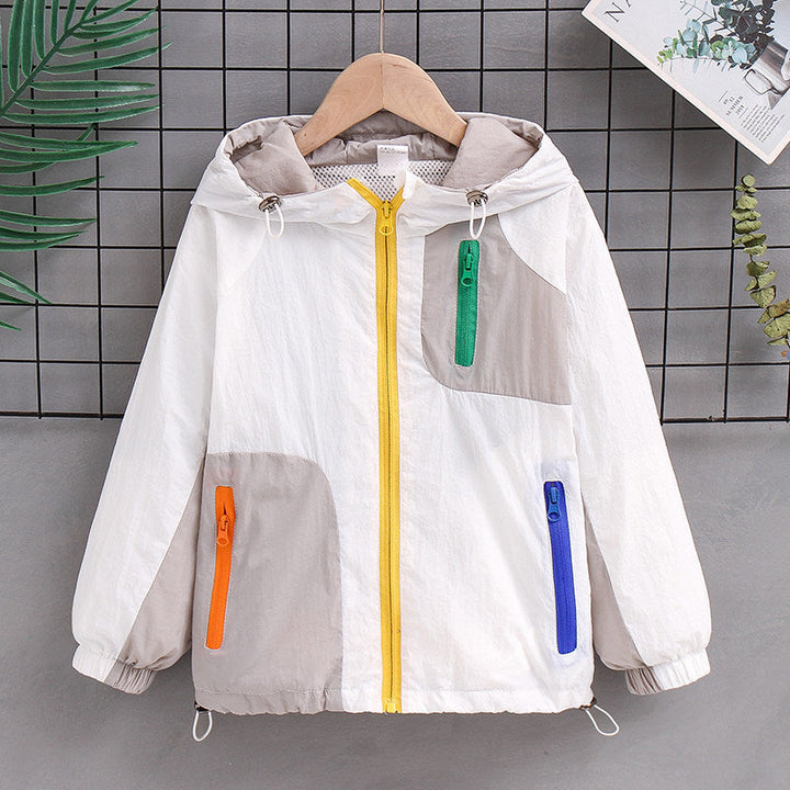 Damen nan leichte Kapuzen-Colorblock-Outdoorjacke mit Mesh-Futter und Mehrfach-Reißverschlusstaschen Echo Archiv