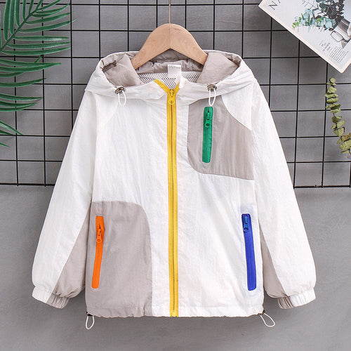 Damen nan leichte Kapuzen-Colorblock-Outdoorjacke mit Mesh-Futter und Mehrfach-Reißverschlusstaschen Echo Archiv