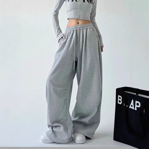 Damen weit geschnittene High-Waist Loungehose mit elastischem Bund, Tunnelzug und seitlichen Eingrifftaschen – Avélisse