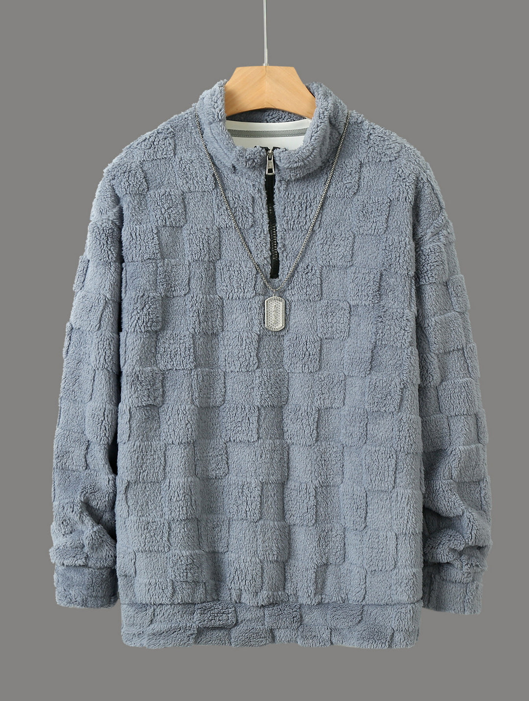 Herren Fleece-Pullover mit Reißverschluss und strukturiertem Design Echoarchiv