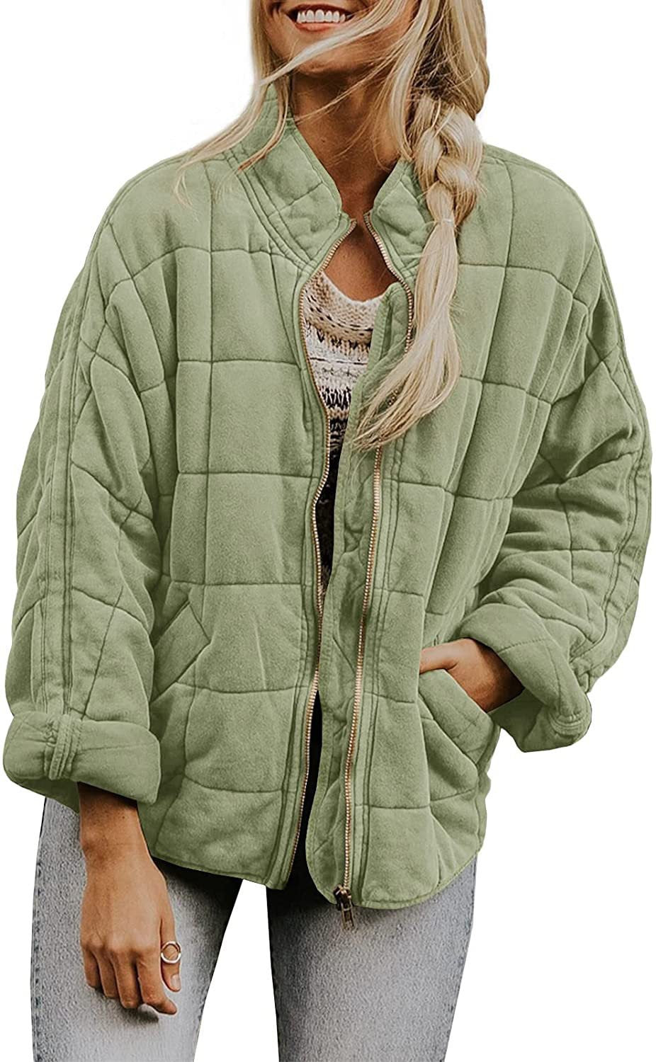Damen Gepolsterte Oversize-Steppjacke mit Reißverschluss und Eingrifftaschen Echo Archiv