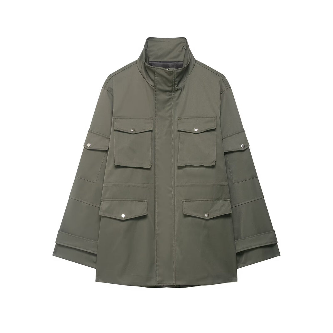 Damen Utility-Parka mit Stehkragen, vierfachen Pattentaschen und oversized Schnitt Echo Archiv