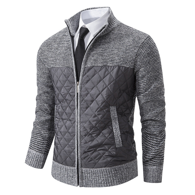 Herren nan gesteppte Hybrid-Strickjacke mit diamantsteppung, Stehkragen, isolierendem Thermofutter und Reißverschluss Echo Archiv
