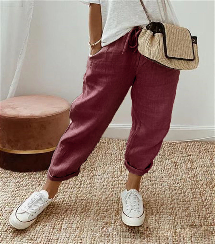 Damen Lockere Bedruckte Jogger mit Kordelzug und Rippbund Echoarchiv
