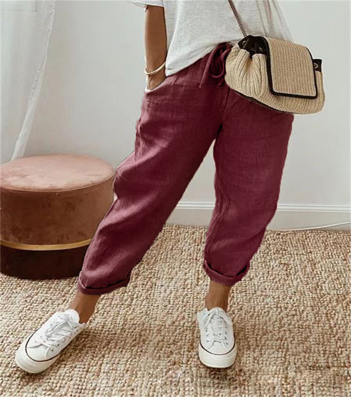 Damen Lockere Bedruckte Jogger mit Kordelzug und Rippbund Echoarchiv