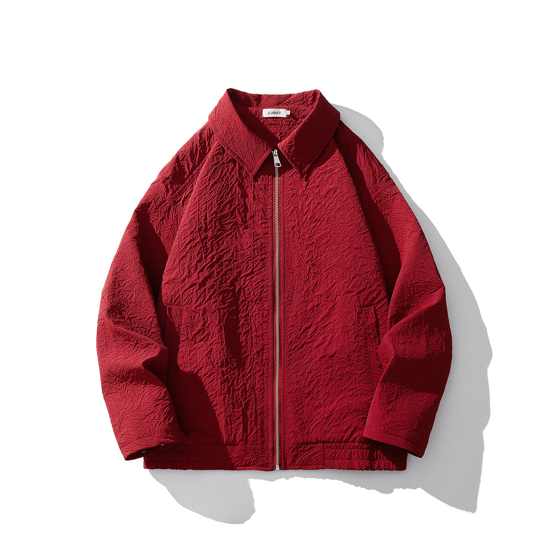 Herren Leichte Crinkle‑Textur Zipjacke mit Hemdkragen und elastischem Saum Echo Archiv