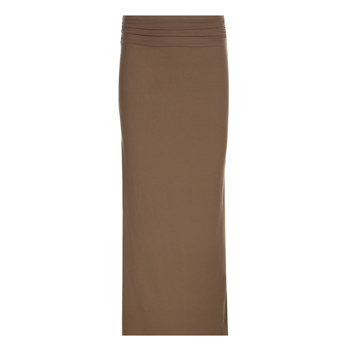 Damen Zweiteiliges Midriff-Set aus Stretchjersey mit V-Ausschnitt Crop-Top und taillenbetontem Maxi-Rock – Élanora