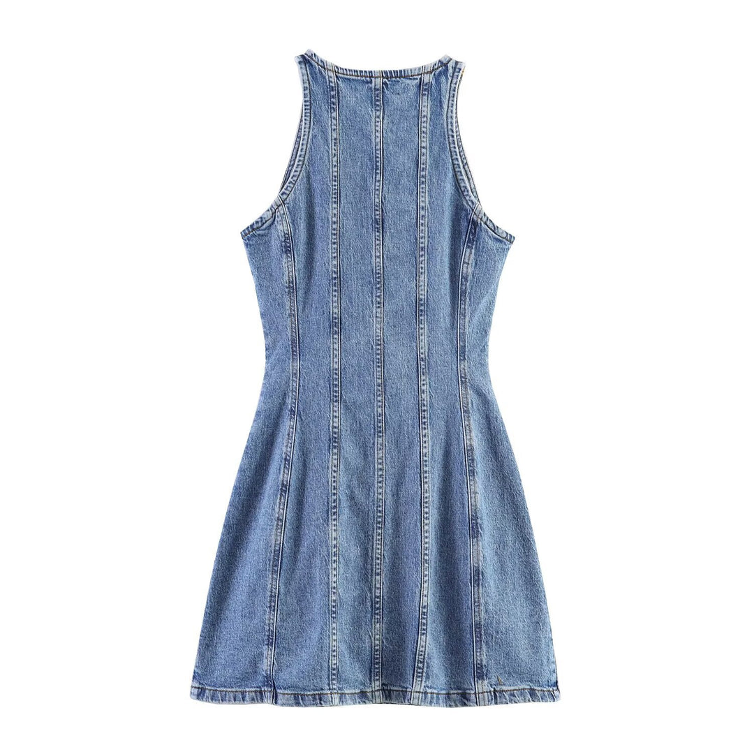 Damen Jeanskleid mit geflochtenem Knoten und durchgehender Knopfleiste Echo Archiv