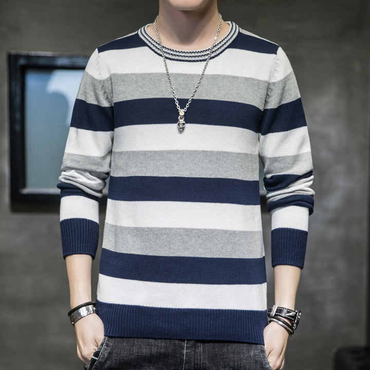 Herren gestreifter Pullover aus weichem Baumwollmix Echoarchiv