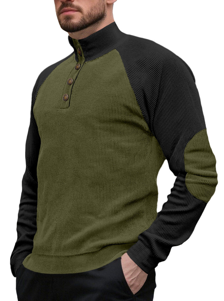 Herren sportlicher Pullover mit hochgeschlossenem Kragen und Knopfdetails Echoarchiv