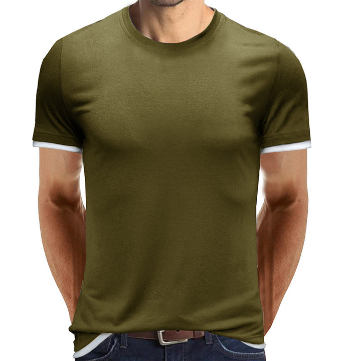 Herren atmungsaktives Rundhals-T-Shirt mit kontrastierenden Ärmeln Echoarchiv