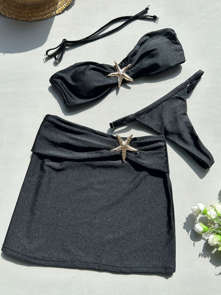Damen Bikini-Set mit Röckchen und schimmerndem Muschel-Detail Echo Archiv