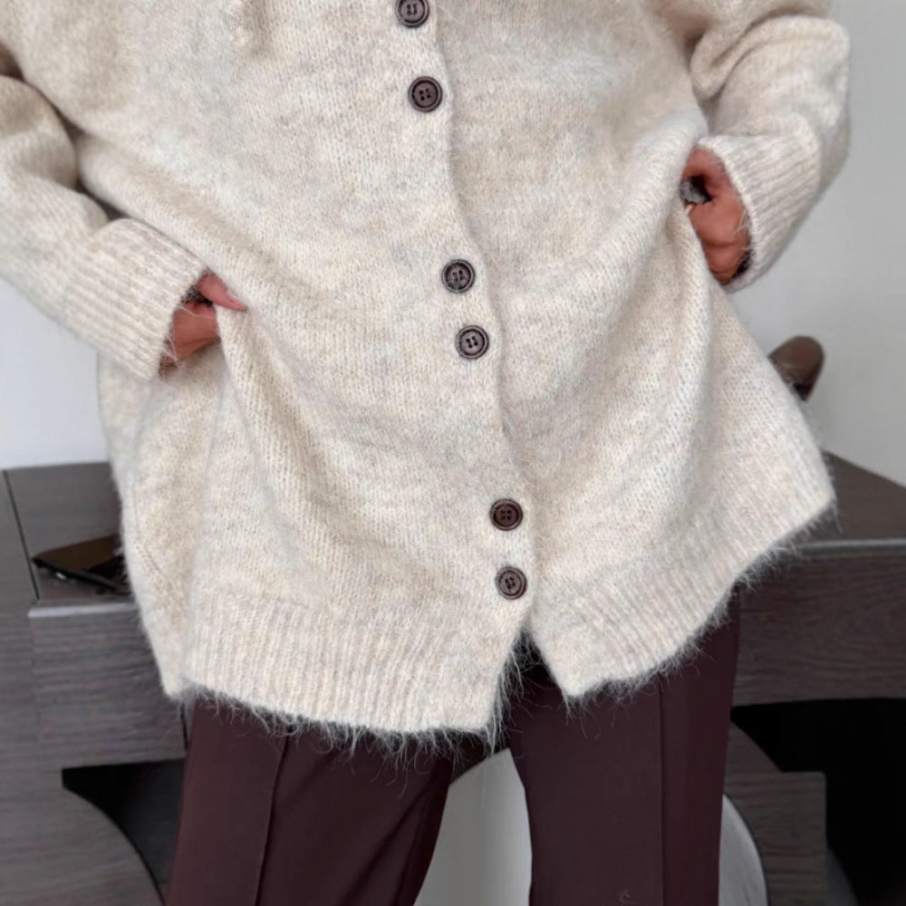 Damen Modische Strickjacke mit Kapuze Echo Archiv