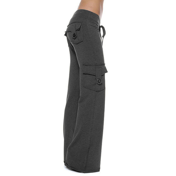Damen nan lässige Low-Rise Cargo-Loungehose mit weitem Bein, breitem Komfortbund und dekorativen Klappentaschen Echo Archiv