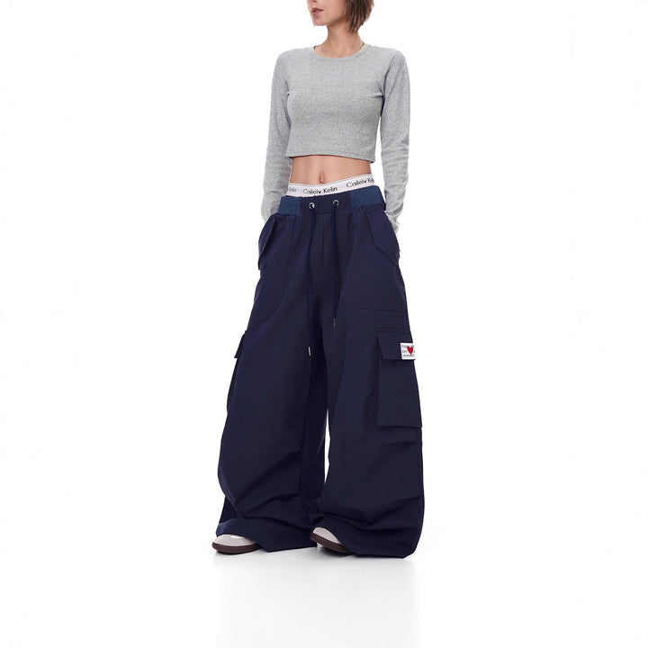 Damen Weitgeschnittene Cargo-Hose Echoarchiv 1787981945