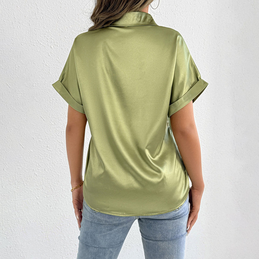 Damen Satinbluse mit lässigem Schnitt und elegantem Kragen Echo Archiv