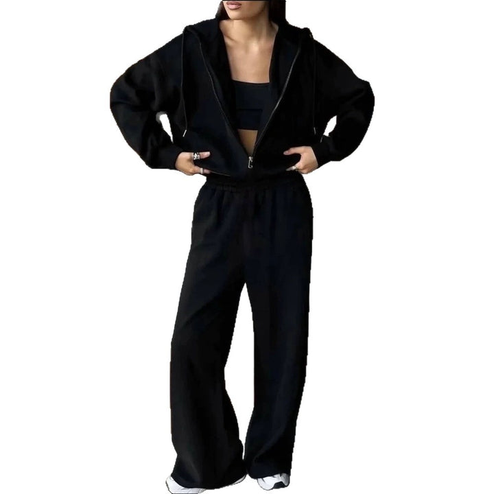 Damen Lässiges Kapuzen‑Sweatset mit Reißverschluss und weitem Jogger‑Schnitt Echoarchiv