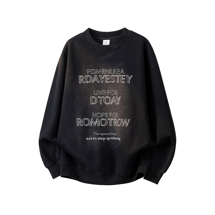 Damen Oversize-Sweatshirt mit gesticktem Schriftzug, abgerundetem Saum & überschnittener Schulter Echoarchiv