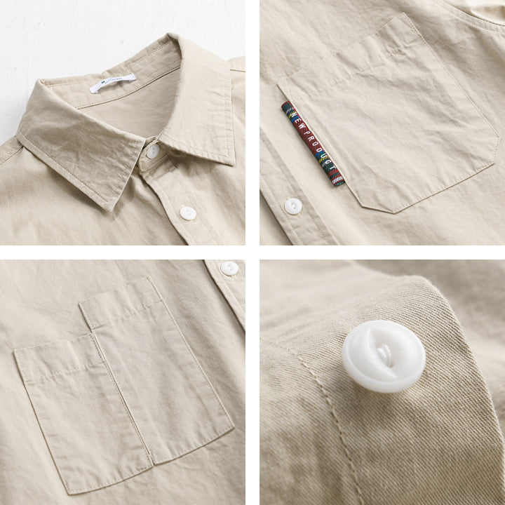 Herren Leichtes Baumwoll-Overshirt mit Doppel-Brusttaschen und Kentkragen Echoarchiv