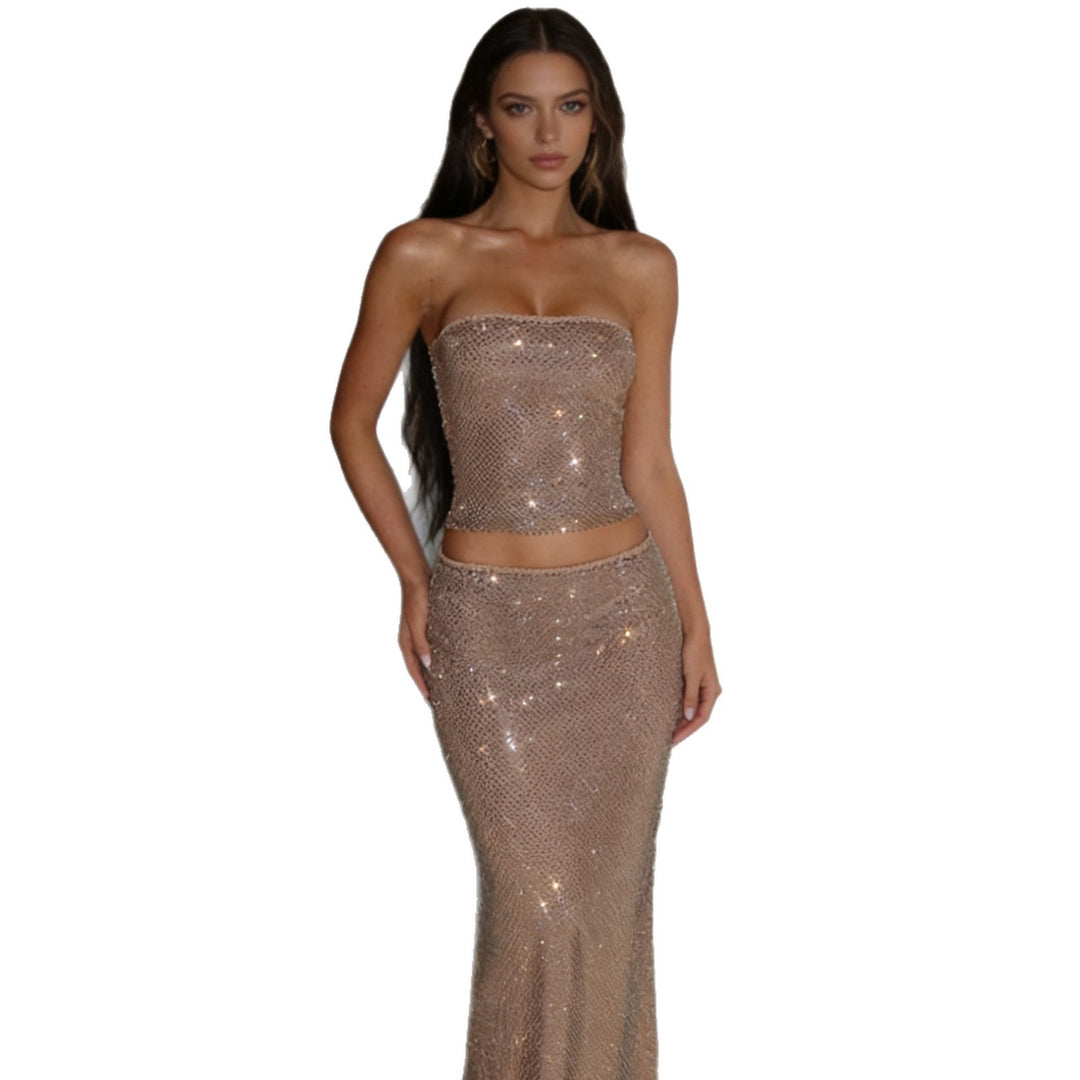 Damen Glamouröses Bandoukleid mit funkelnden Pailletten Echo Archiv