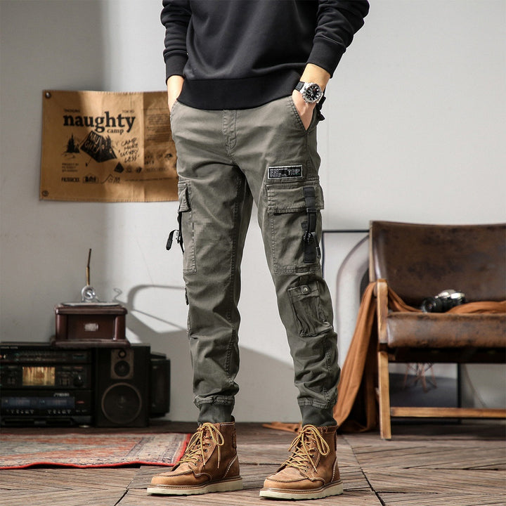 Herren Cargo-Jogginghose mit Multifunktions‑Taschen, verstellbaren Riemen & gerippten Bündchen Echoarchiv