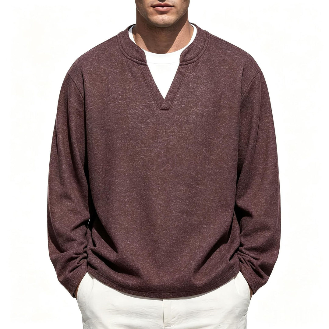 Herren Oversize Sweatshirt mit V-Ausschnitt und melierter Struktur Echo Archiv