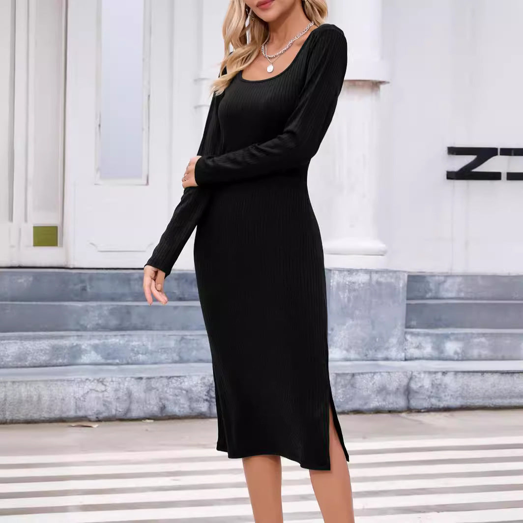 Damen Figurbetontes Langarmkleid im Rippdesign Echo Archiv