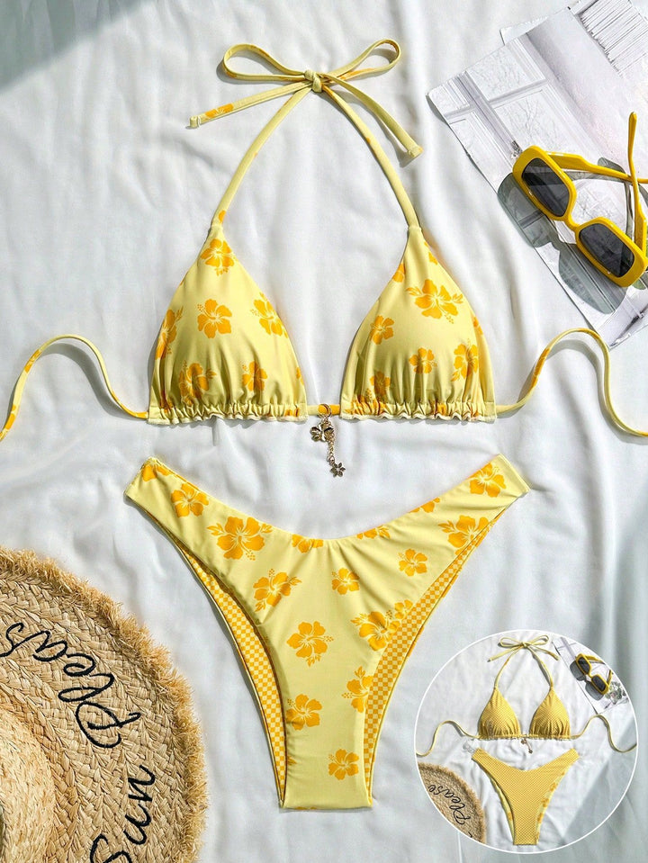 Damen Triangel-Bikini mit verspieltem Blumendesign Echo Archiv