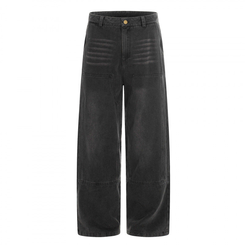 Damen hochgeschnittene Weitbein-Jeans im Utility-Look mit aufgesetzten Taschen Echo Archiv