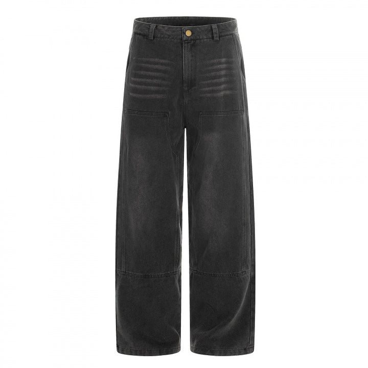 Damen hochgeschnittene Weitbein-Jeans im Utility-Look mit aufgesetzten Taschen Echo Archiv