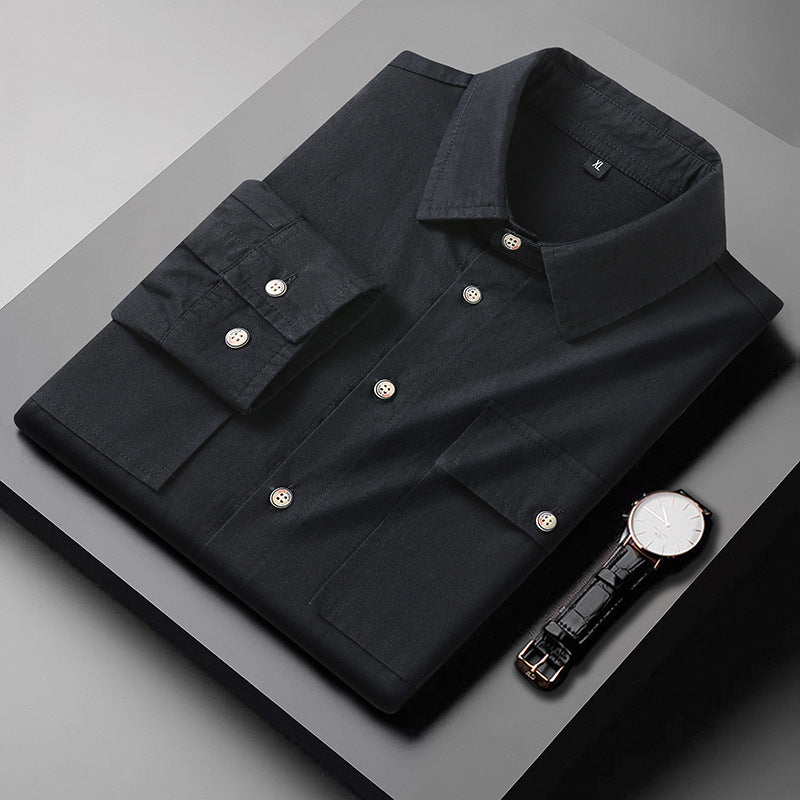Herren Modernes Slim‑Fit Baumwollmix‑Hemd mit Brusttaschen und Kentkragen Echo Archiv